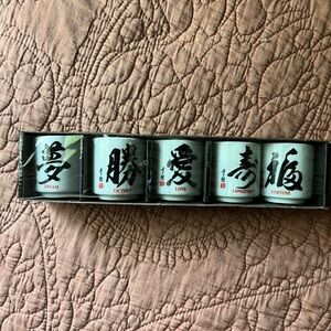 Japanese Saki Porcelain Glasses - Set of 5 with Box